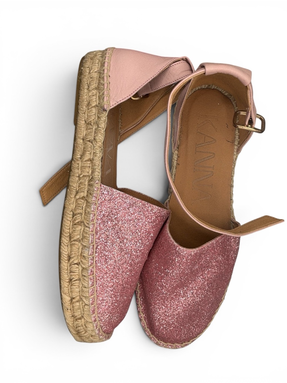 kanna Pink Glitter & Blush Espadrille Platform Sandals